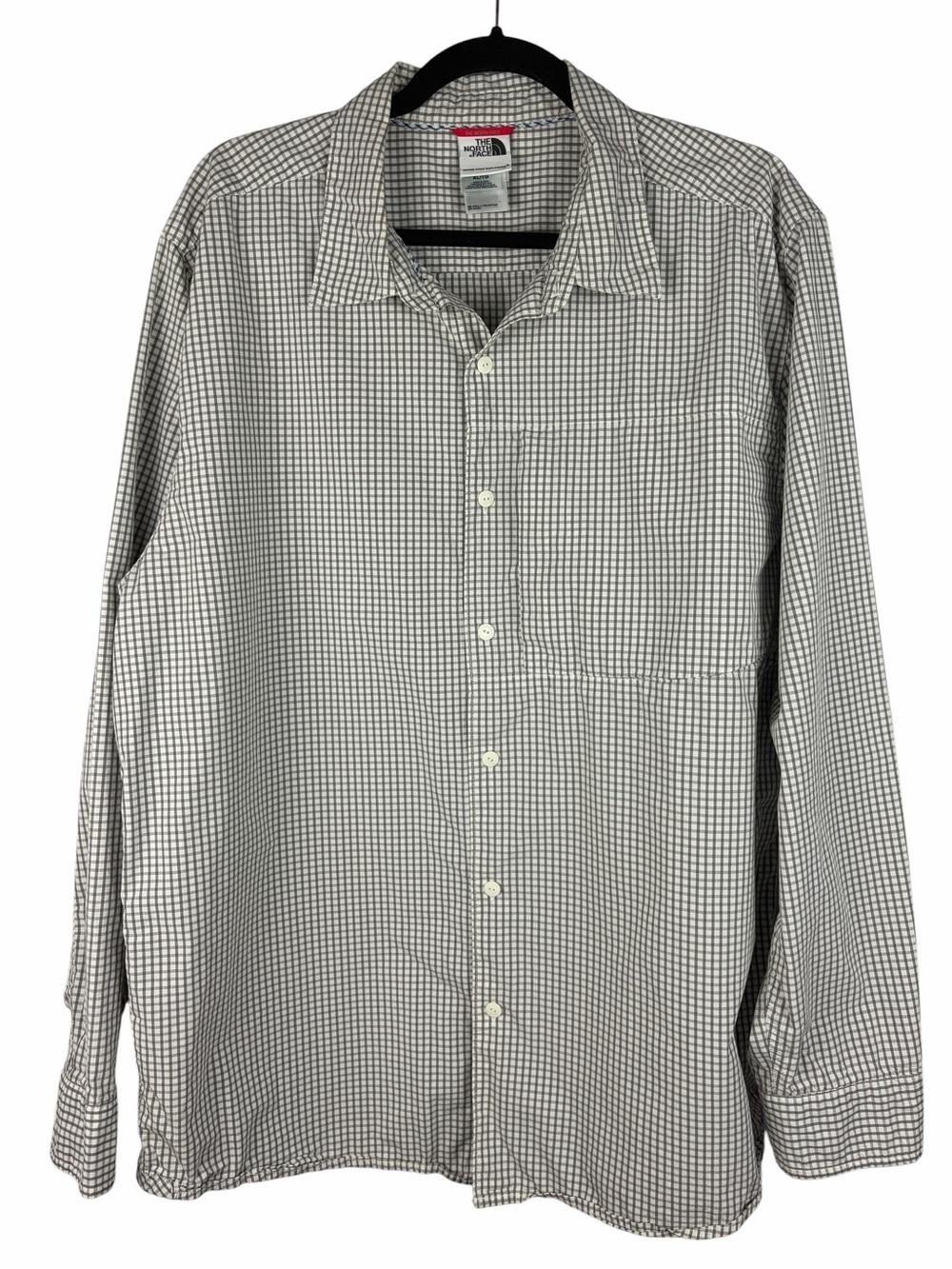The North Face Men’s XL Grey Gingham Check Long Sleeve Shirt Cotton Blend